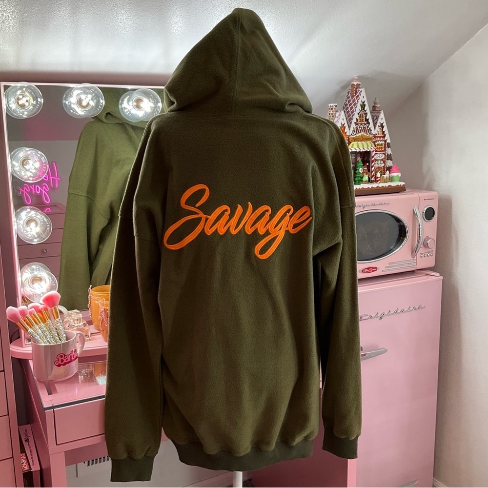 Savage Olive Green Sweater Hoodie Dress Faahion Nova